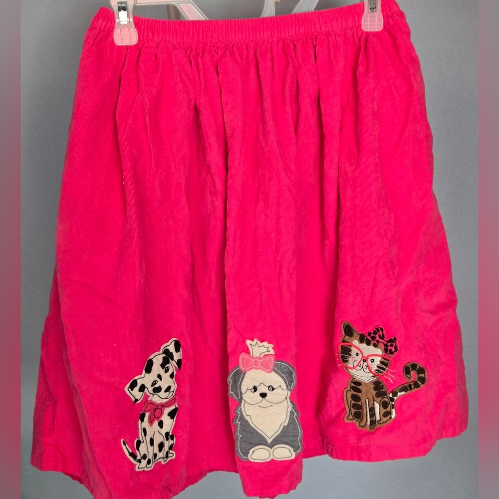 Lands End A-line Circle Skirt Dogs/Cat Pockets M 10/12 Runs Large